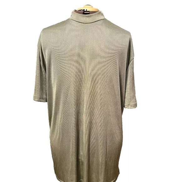 MALTOS. Size 3XL. Celery Green Poly Shiny Short Sleeve Crew Neck Pullover. B50 - Picture 6 of 6